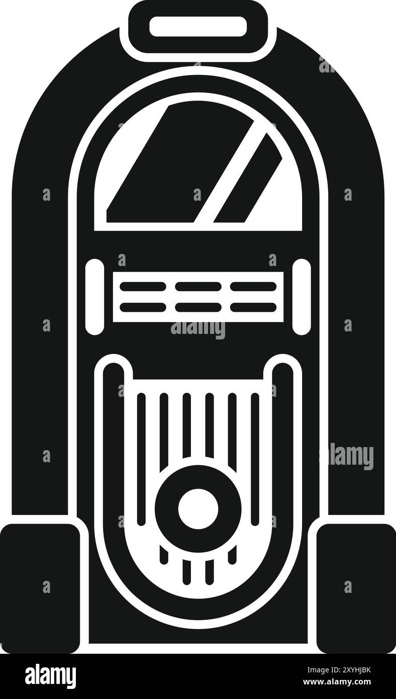 Schwarz-weiße Vektor-Illustration einer Vintage-Jukebox, die Musik in einem Retro-Diner spielt Stock Vektor