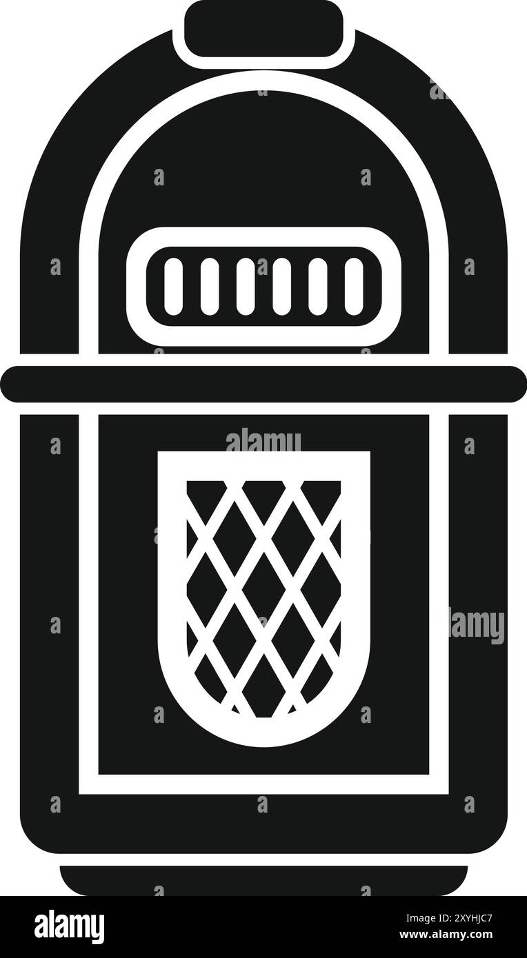 Diese schwarz-weiße Vektor-Illustration repräsentiert eine klassische Jukebox, die eine nostalgische Atmosphäre aus Musik und Unterhaltung weckt Stock Vektor