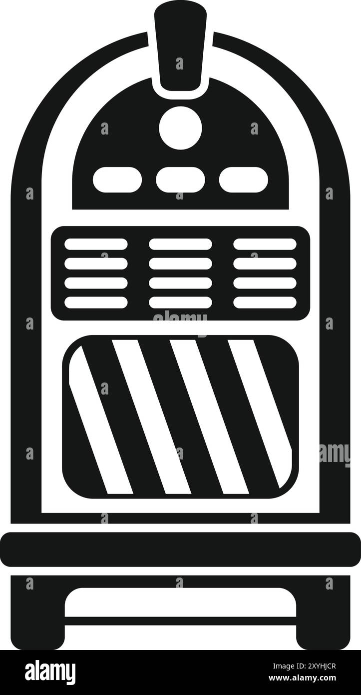 Einfache Stilikone einer Vintage-Jukebox zur Wiedergabe von Musik aus den 50er und 60er Jahren Stock Vektor