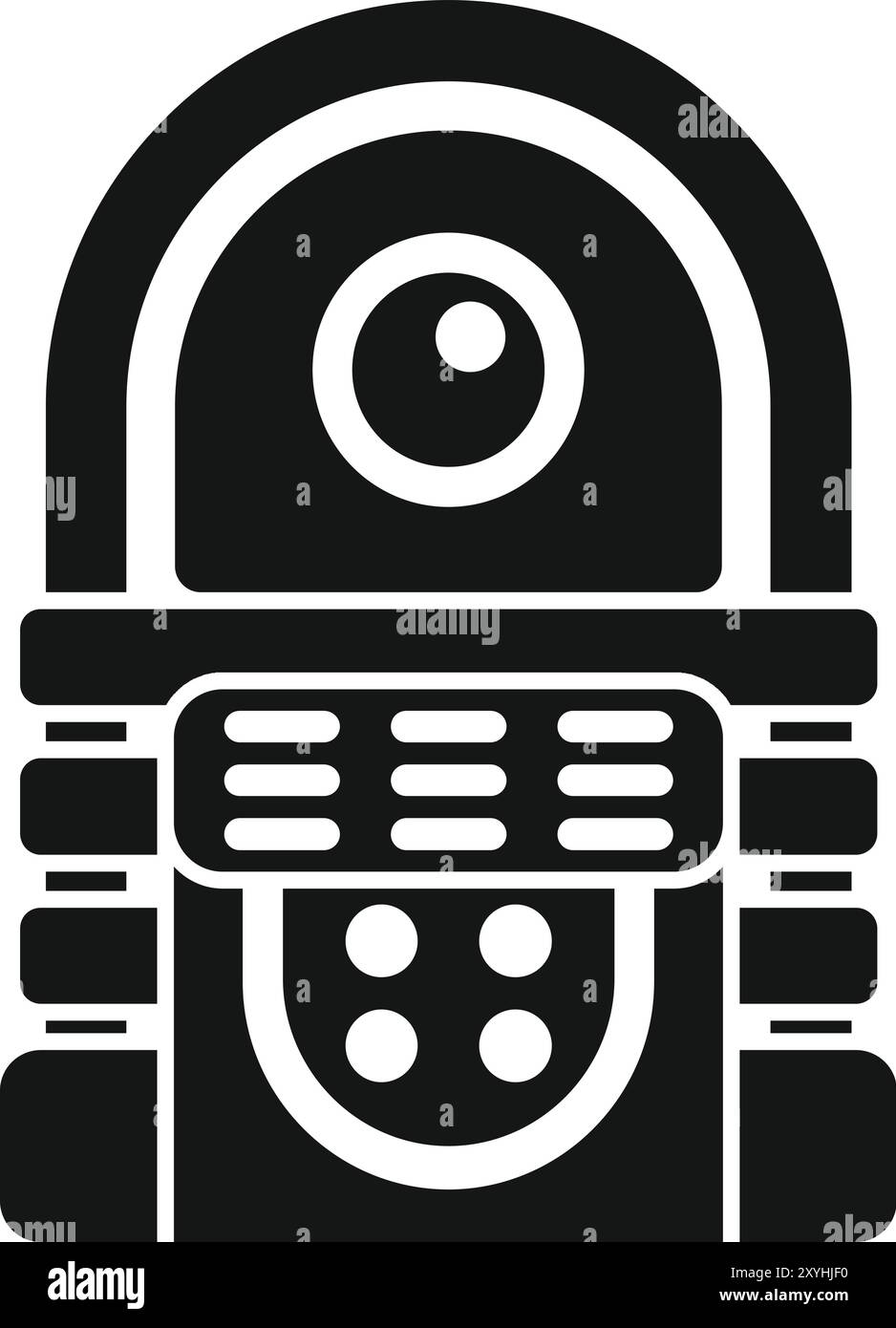 Schwarze Silhouette einer Vintage-Jukebox, die Musik spielt Stock Vektor