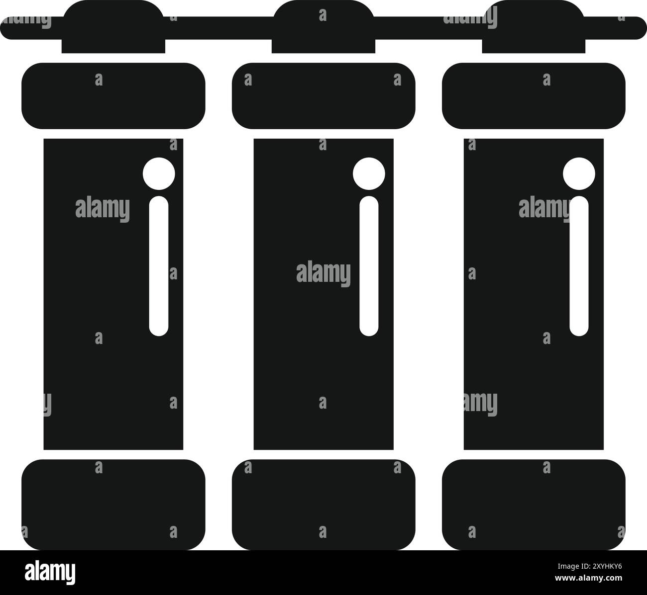 Einfaches Symbol für ein dreistufiges Wasserfiltersystem, das Wasser für sicheres Trinken reinigt Stock Vektor