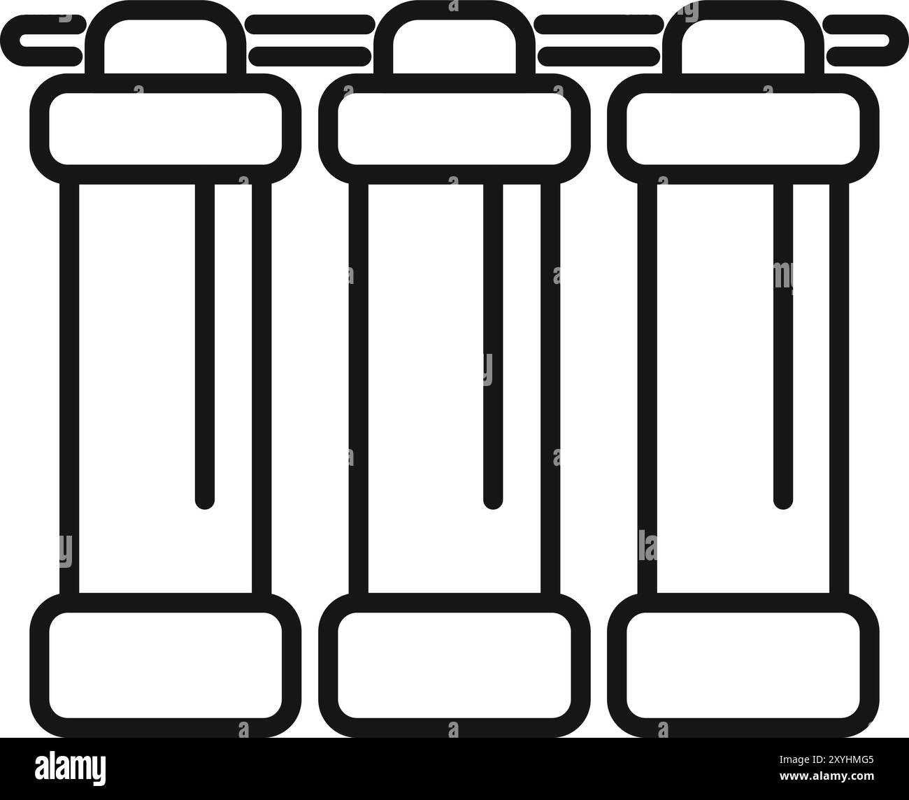 Zeilensymbol eines dreistufigen Wasserfiltersystems zur Reinigung von Leitungswasser zum Trinken Stock Vektor