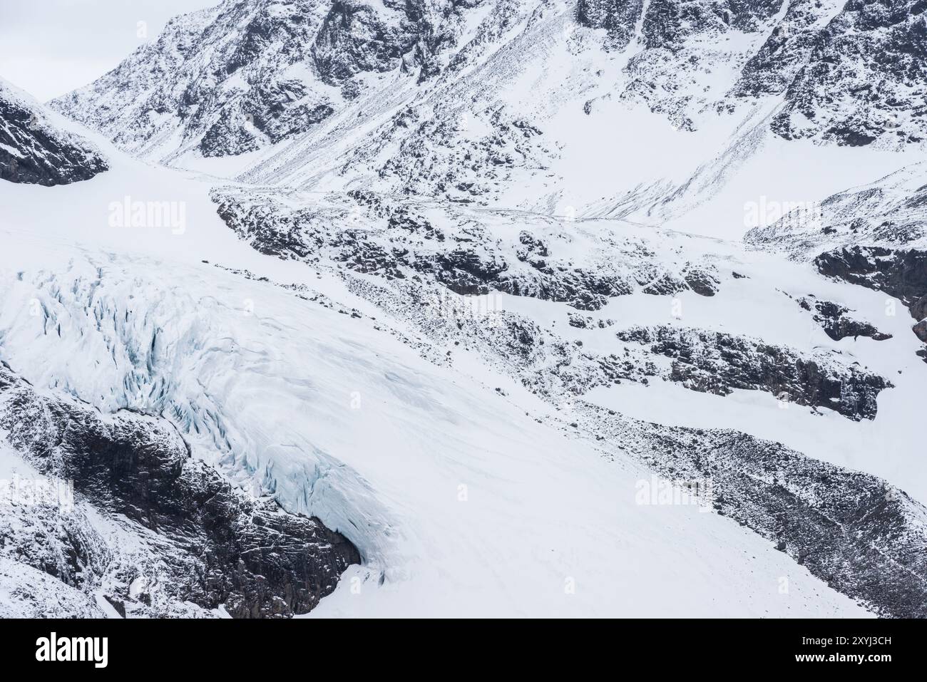 Gletscher im Darfalvaggi-Tal (Tarfaladalen), Kebnekaisefjaell, Norrbotten, Lappland, Schweden, September 2012, Europa Stockfoto