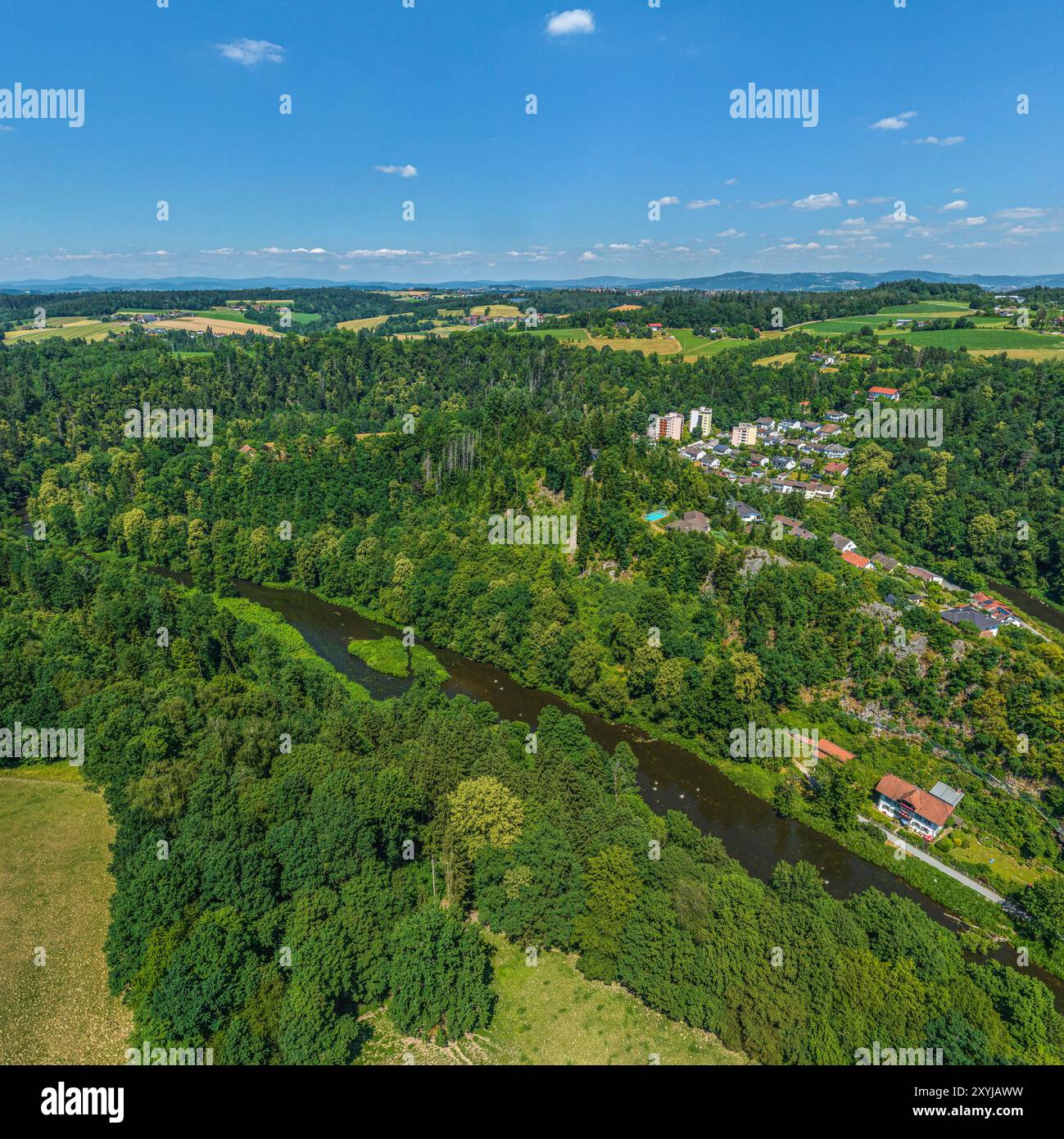 Blick auf das romantische Hals-Viertel Passau im Ilztal Stockfoto