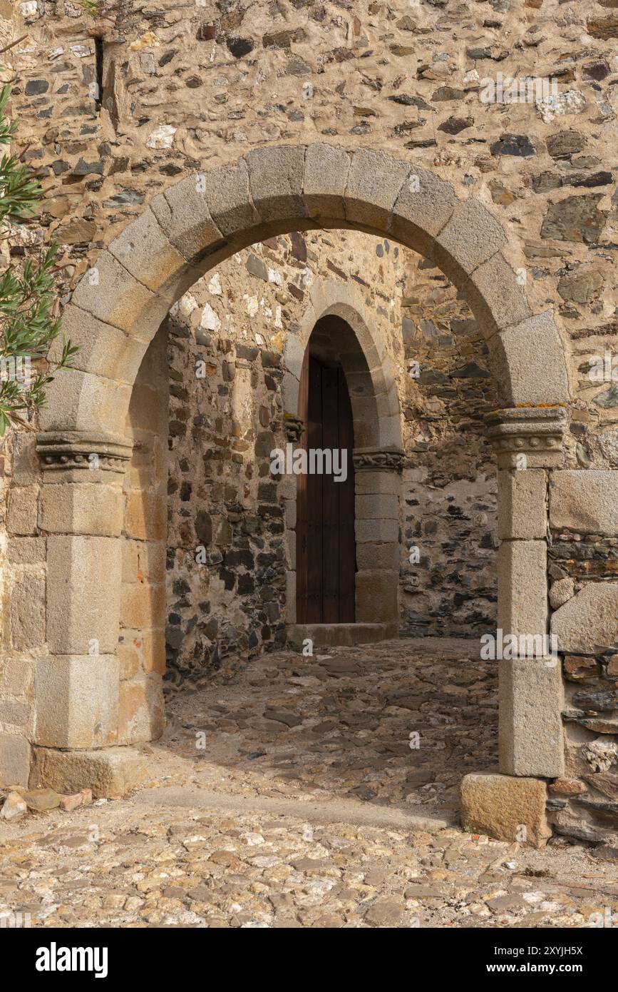 Türeingang zum Schloss Terena in Alentejo, Portugal, Europa Stockfoto