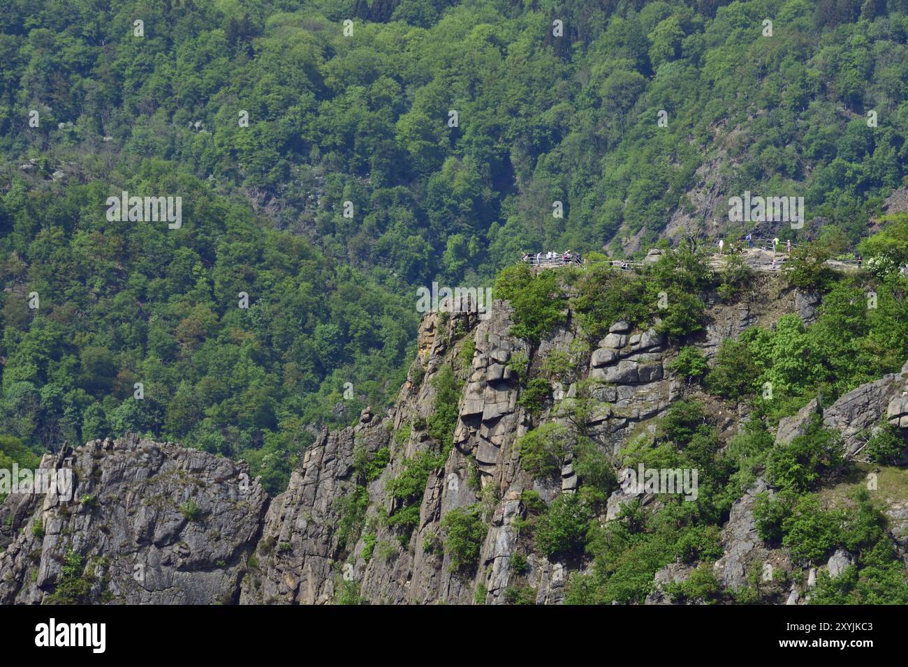 Die Berglandstrappe in Deutschland. Blick von der Rosstrappe in Thale Stockfoto