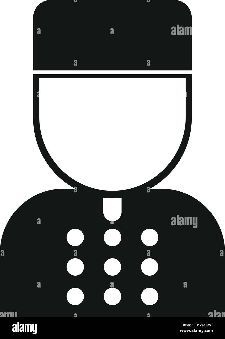 Einfache schwarz-weiße Vektor-Ikone eines Hotelportier in Uniform, perfekt für die Darstellung von Gastfreundschaft und Service Stock Vektor