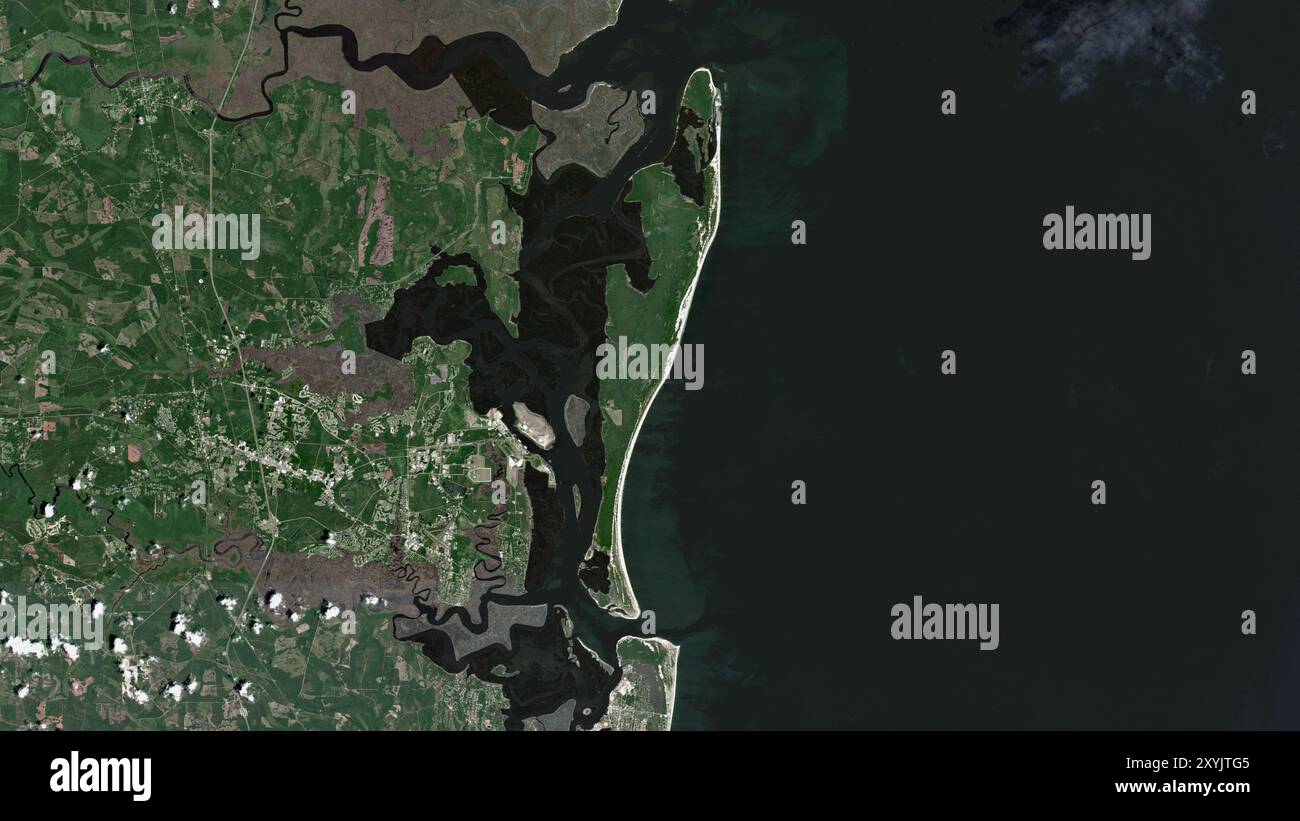 Cumberland Island im Nordatlantik auf einem Satellitenbild vom 22. Juli 2023 Stockfoto