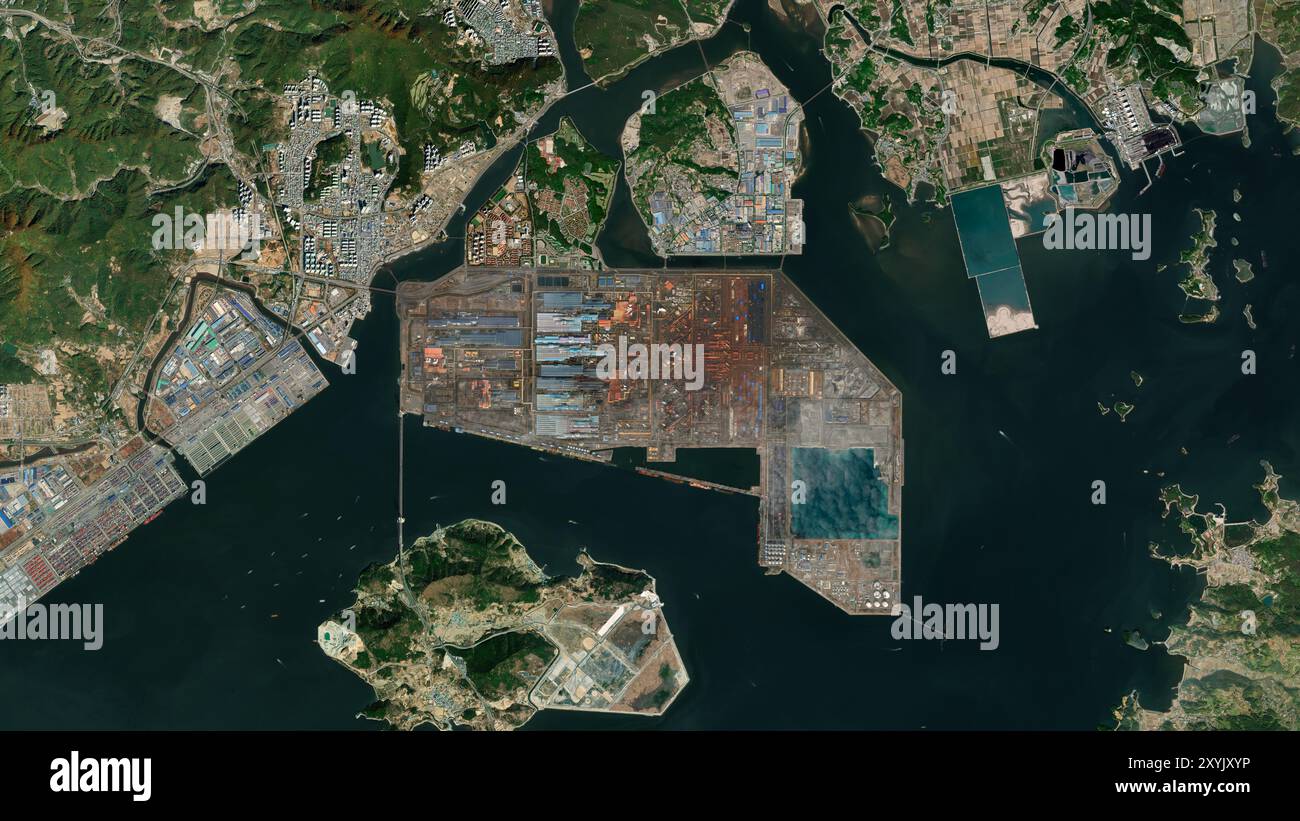 Geumho-do-Insel im Japanischen Meer auf einem Satellitenbild, das am 21. Oktober 2023 aufgenommen wurde Stockfoto