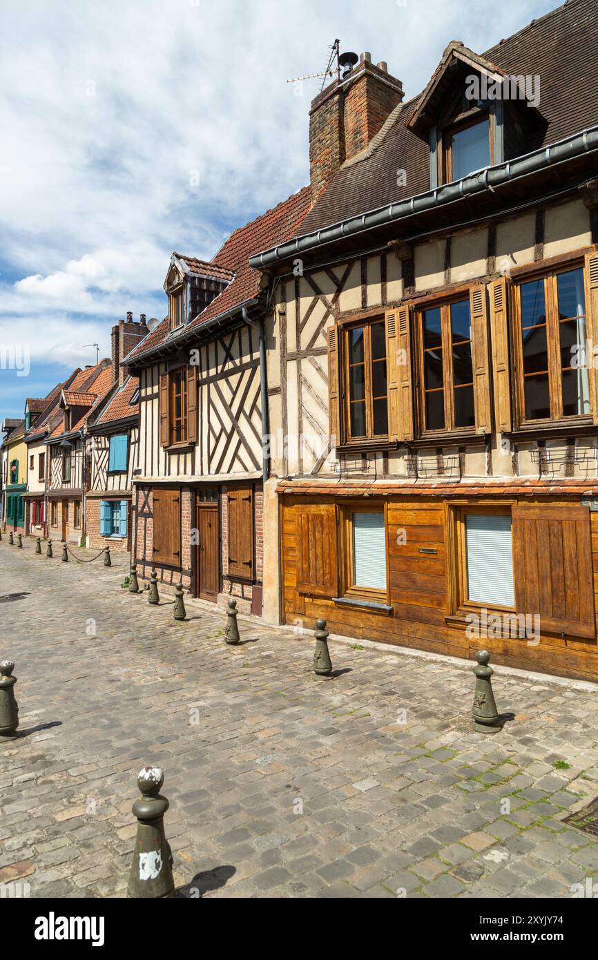 Traditionelle Fachwerkhäuser im Viertel Saint Leu in Amiens, Picardie, Frankreich Stockfoto