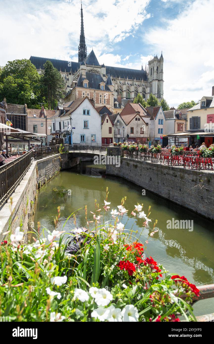 Kathedrale von Amiens vom Saint Leu Quarter, Amiens, Picardy, Frankreich Stockfoto