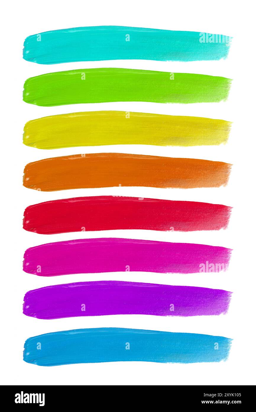 Bunte Pinselstriche. Rainbow Watercolor Pinselabstriche, Stockfoto