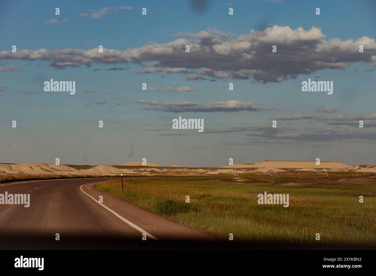 Panoramablick auf die Cross Country Road Trip vom Auto aus Stockfoto