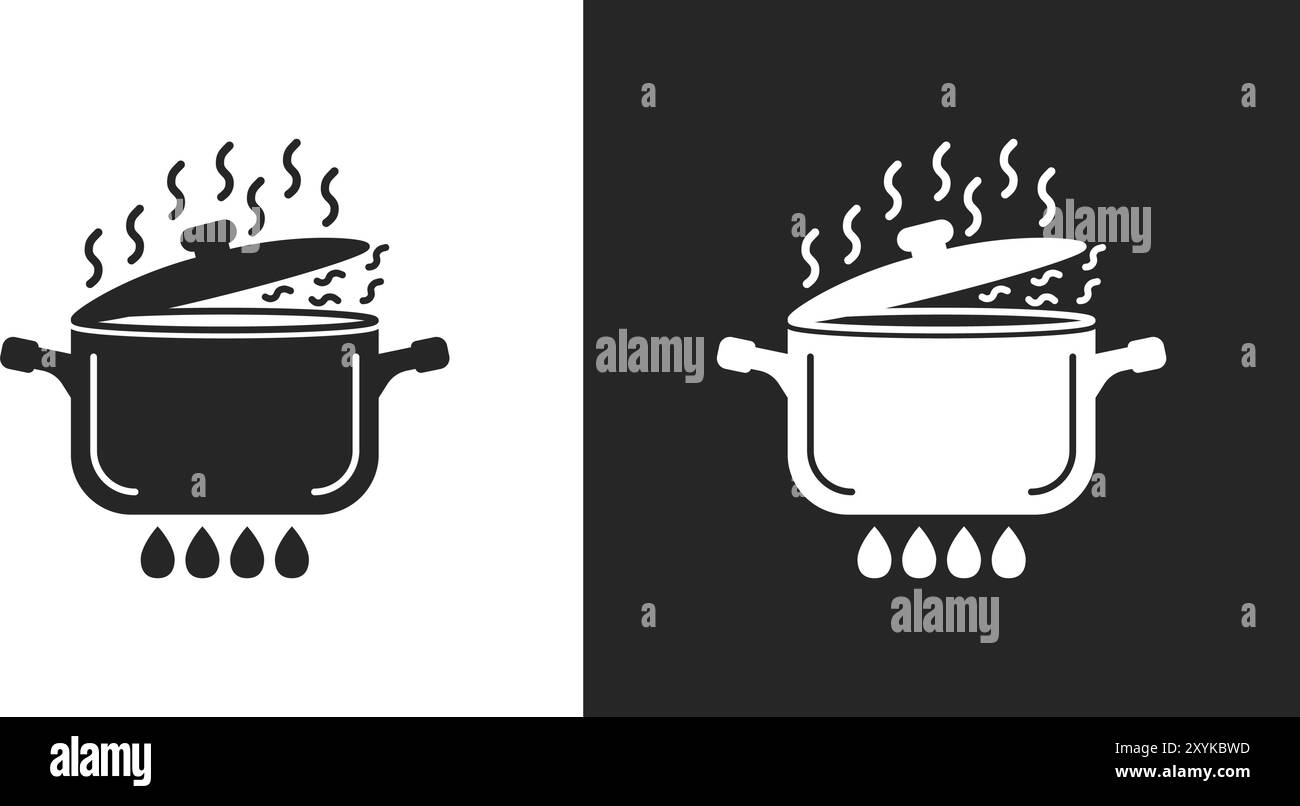 Сooking-Topf-Ikone im flachen Stil. Topfvektorillustration auf isoliertem Hintergrund. Pan Sign Business Concept. Stock Vektor