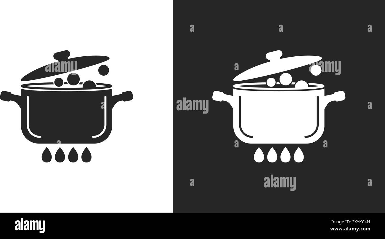 Сooking-Topf-Ikone im flachen Stil. Topfvektorillustration auf isoliertem Hintergrund. Pan Sign Business Concept. Stock Vektor