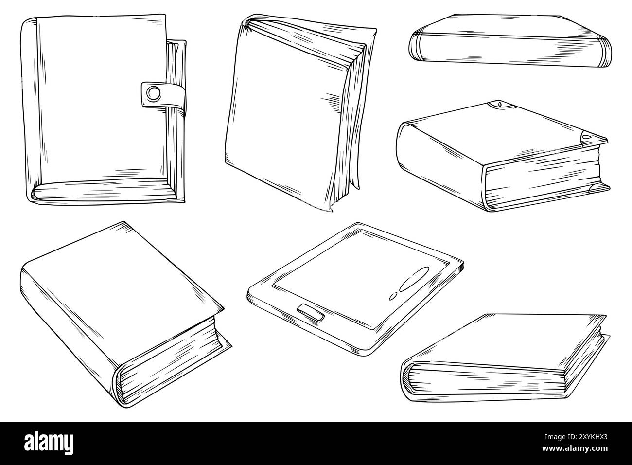 Bücher Handgezeichnetes Zeichnungsbündel Stockfoto