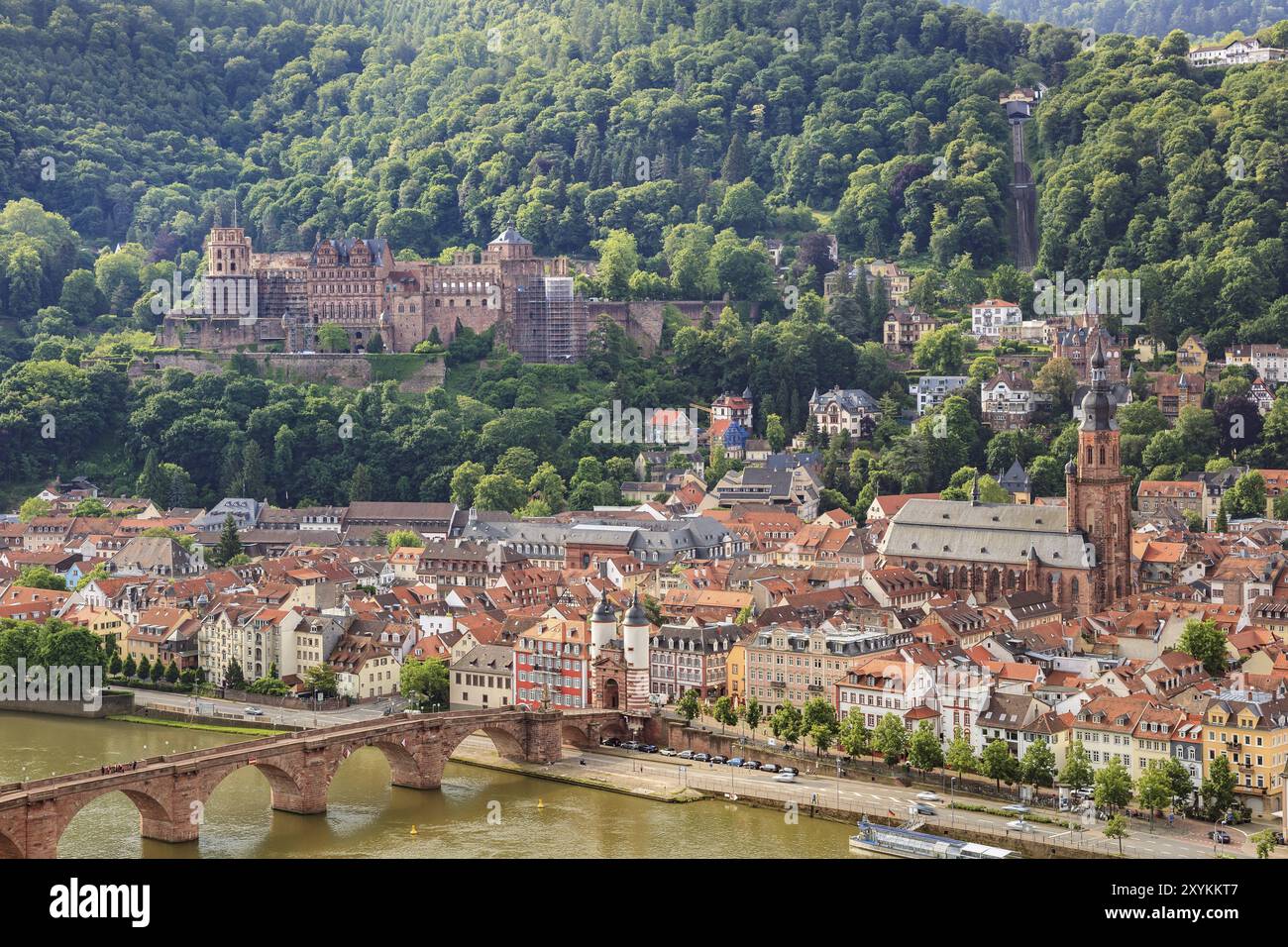 Skyline der Stadt Heidelberg, Deutschland, Europa Stockfoto