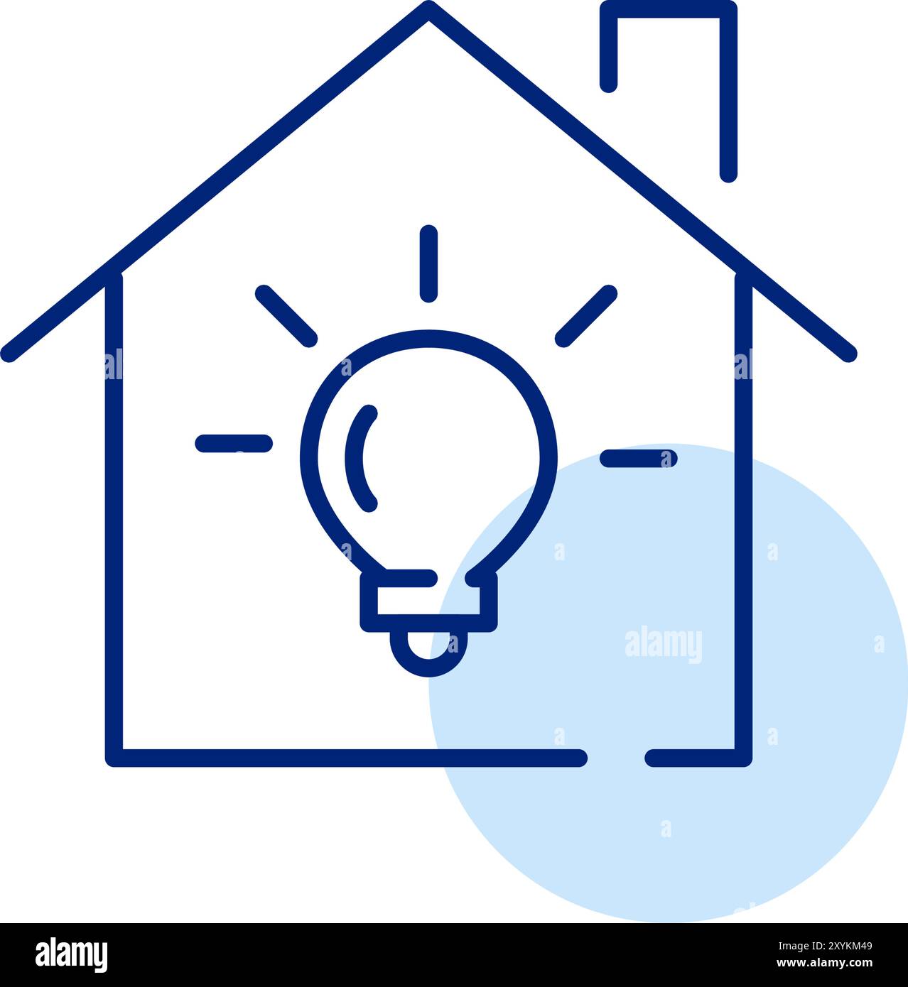 Glühbirne in einem Haus. Kreative Lösungen für Smart Home. Symbol für Pixelperfekte, bearbeitbare Kontur Stock Vektor