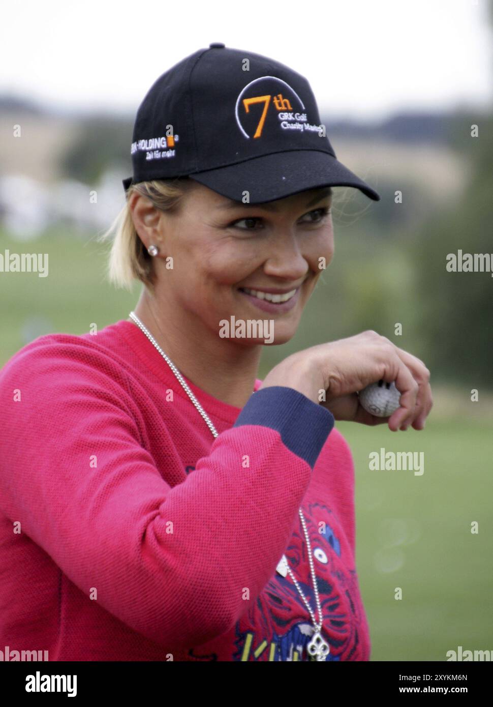 Ehemalige deutsche Schwimmerin Franziska van Almsick beim 7. Golf Charity Masters 2014 in Leipzig Stockfoto