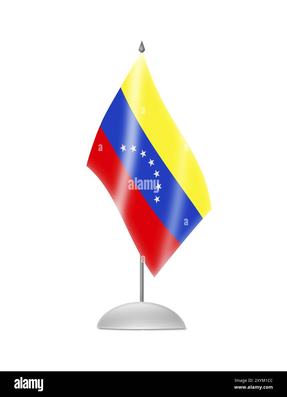 Die venezolanische Flagge. Tabellenkennzeichen. Isoliert auf weiß Stockfoto