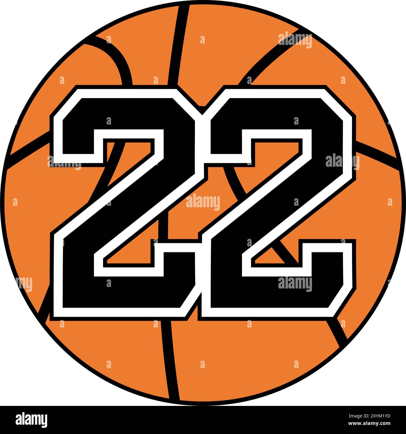 Basketball-Symbol mit der Zahl 22 Stock Vektor