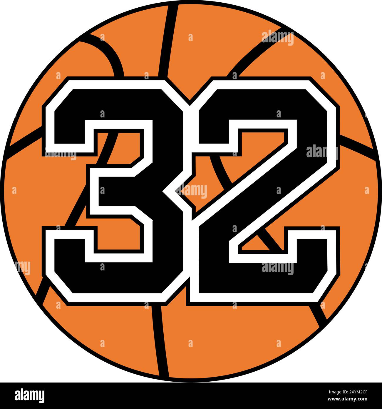 Basketballsymbol mit der Nummer 32 Stock Vektor