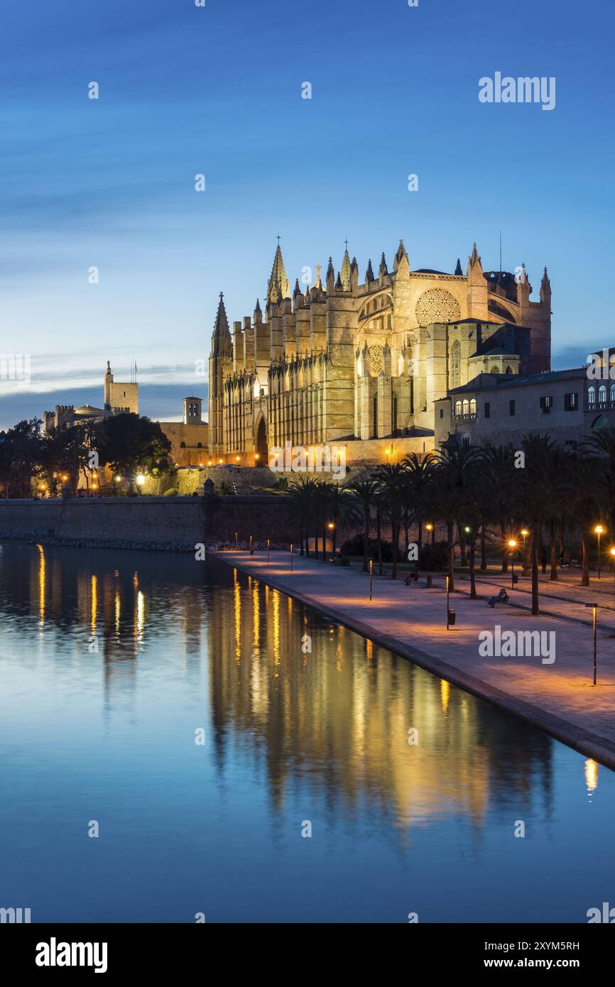 Kathedrale von Mallorca, Kathedrale-Basilika Santa Maria, 14. Jahrhundert, historisch-künstlerisches Denkmal, Palma de Mallorca, Mallorca, Balearen, S. Stockfoto