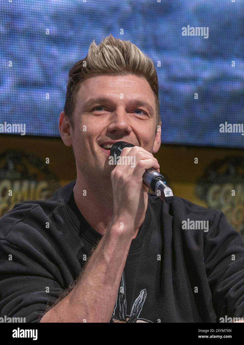 DORTMUND, 7. Dezember 2019: Nick Carter (*1980, US-amerikanischer Musiker und Sänger Backstreet Boys) spricht über seine Erfahrungen beim German Comic C Stockfoto