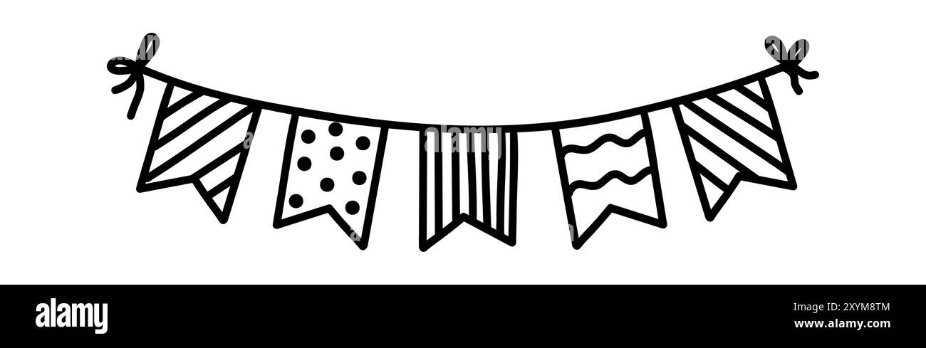 Doodle Fahnenflagge Illustration. Handgezeichneter Stil. Vektor-Weihnachtsdekoration. Stock Vektor