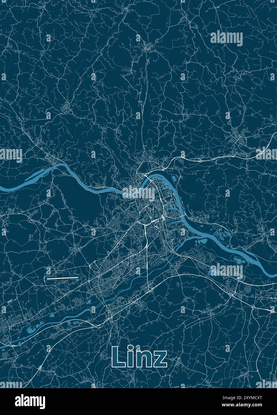 Linz, Österreich, künstlerisches Planungsplakat Stock Vektor