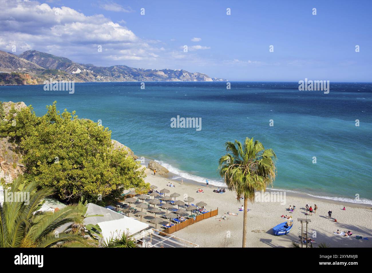 Nerja, Ferienort an der Costa del Sol in Andalusien, Spanien, Calahonda Strand am Mittelmeer, Europa Stockfoto