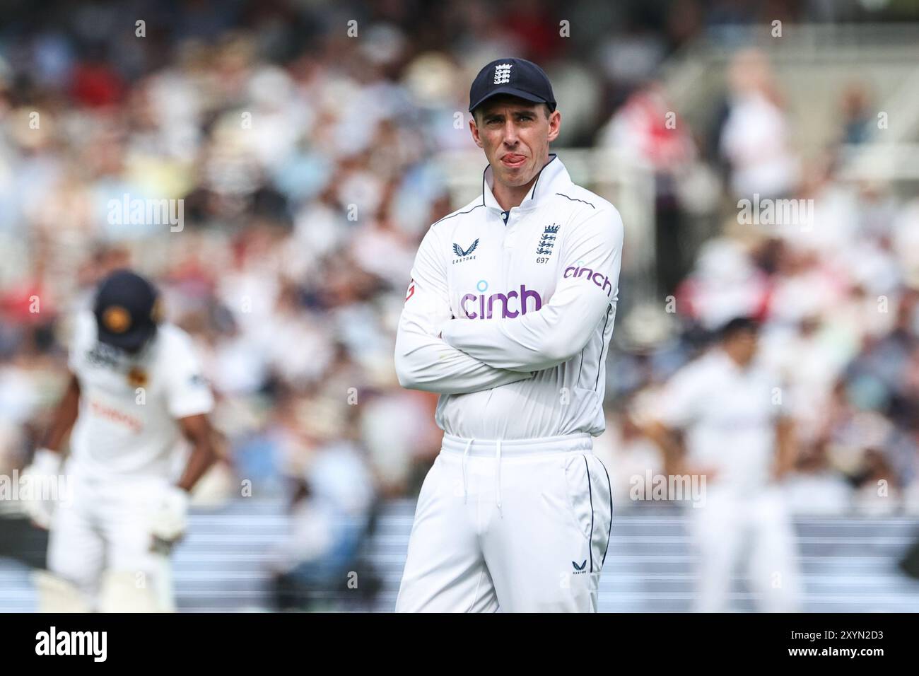 Dan Lawrence von England während des 2. Rothesay Test Match Day 2 in Lords, London, Großbritannien, 30. August 2024 (Foto: Mark Cosgrove/News Images) Stockfoto