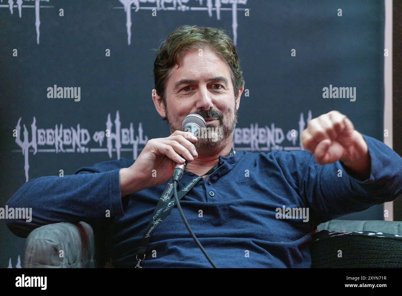 Düsseldorf-NEUSS, 2. November 2019: Zach Galligan (*1964, US-amerikanischer Schauspieler Gremlins) spricht bei We über seine Erfahrungen in der Filmindustrie Stockfoto