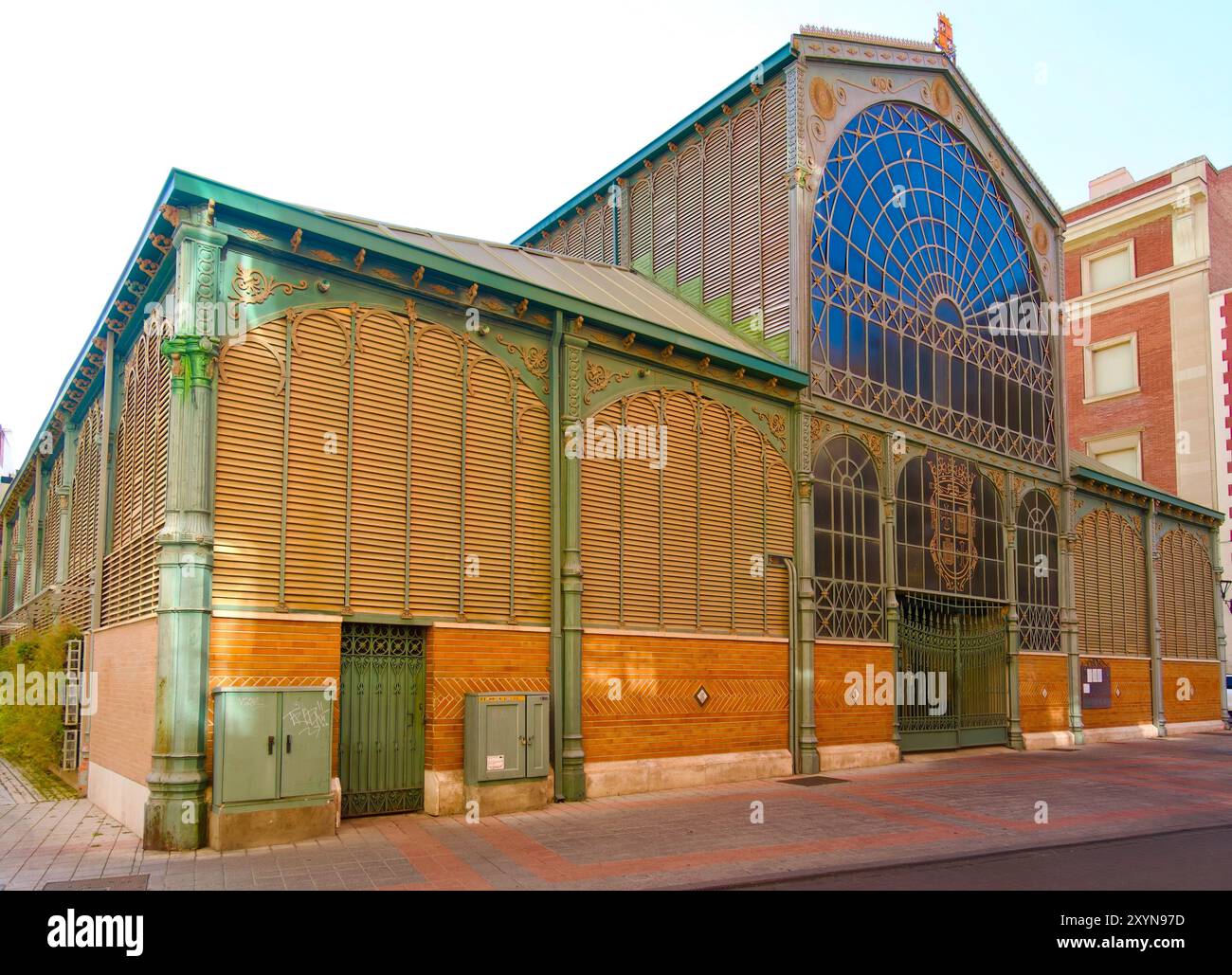 Gusseisen- und Glasbau Mercado de Abastos, erbaut 1900 im Stadtzentrum Palencia Castile und Leon Spanien Stockfoto