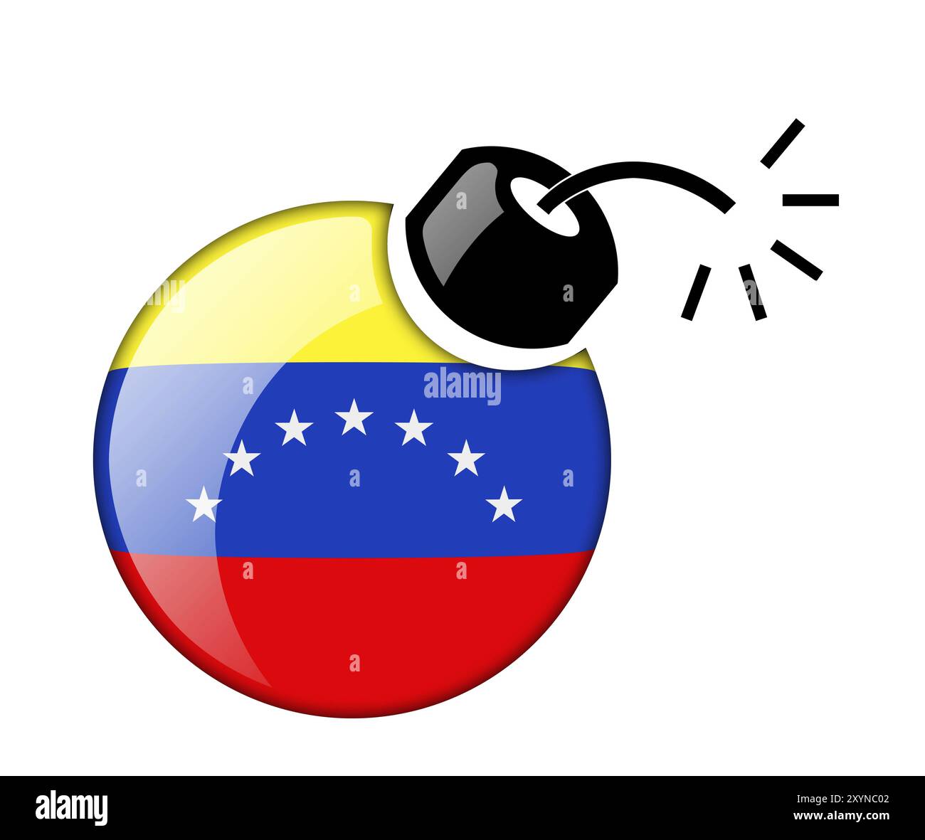 Die venezolanische Flagge in Form einer Hochglanzbombe. Isoliert Stockfoto