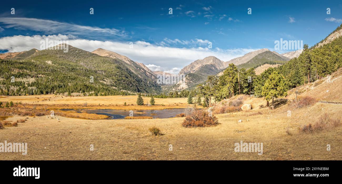 Panoramablick auf den Rocky Mountains National Park in Colorado, USA Stockfoto