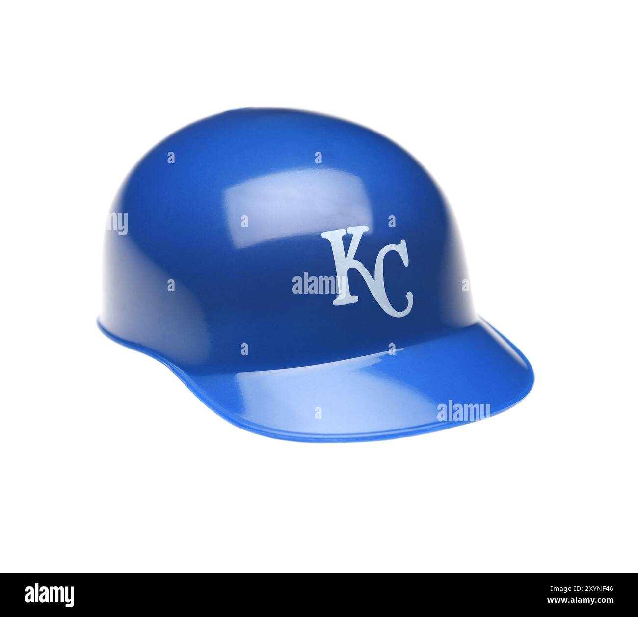 IRVINE, KALIFORNIEN - 27. FEBRUAR 2019: Nahaufnahme eines Mini-Batters-Helms für die Kansas City Royals von Major League Baseball. Stockfoto