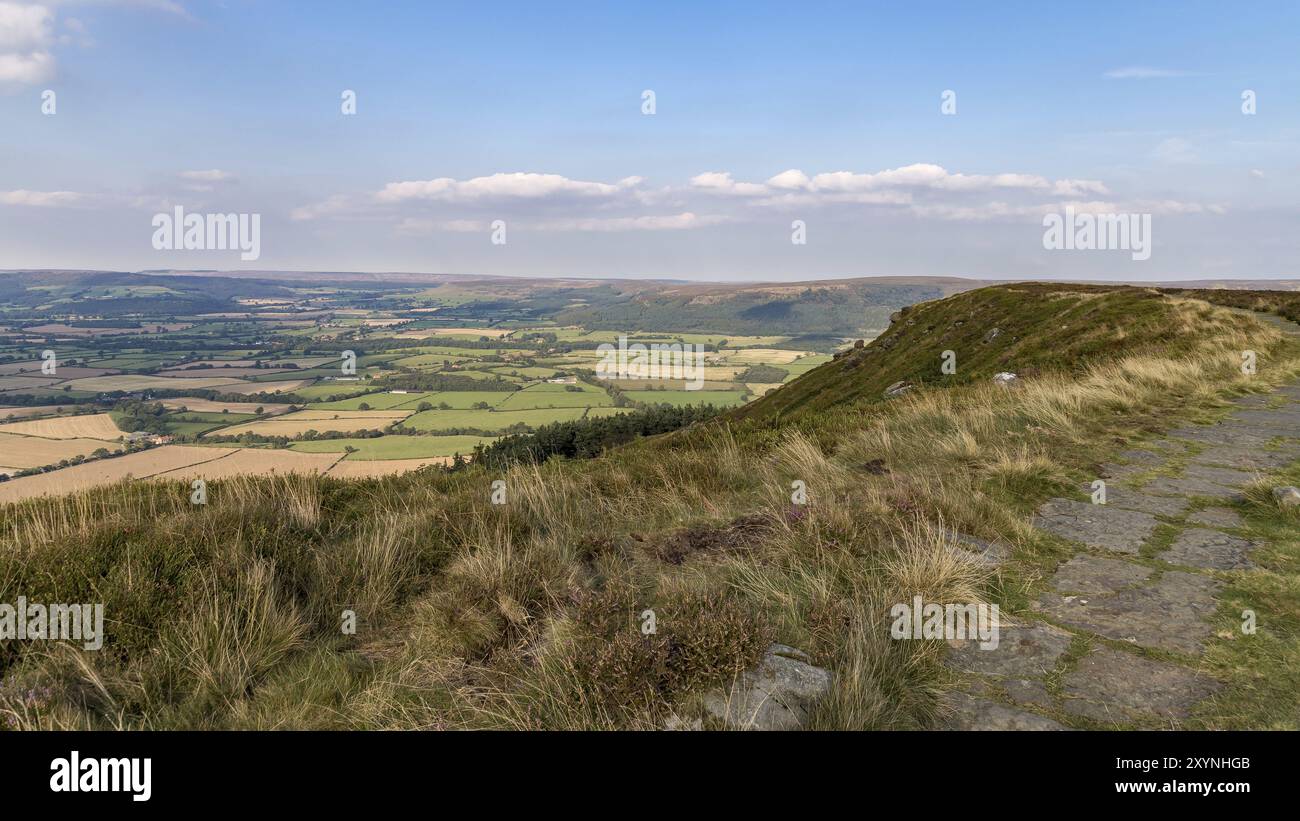Blick auf die North York Moors von Cleveland Weg zwischen Clay Bank und Wainstones, in der Nähe der Stokesley, North Yorkshire, Großbritannien Stockfoto