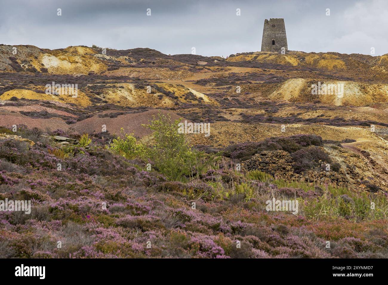 Ehemaligen Kupfermine Parys Mountain in der Nähe von Holyhead, von der Insel Anglesey, Wales, Großbritannien Stockfoto