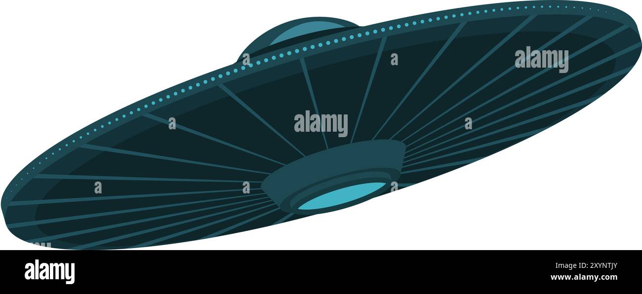 Fliegende außerirdische UFO, isoliert auf weißem Hintergrund Stock Vektor
