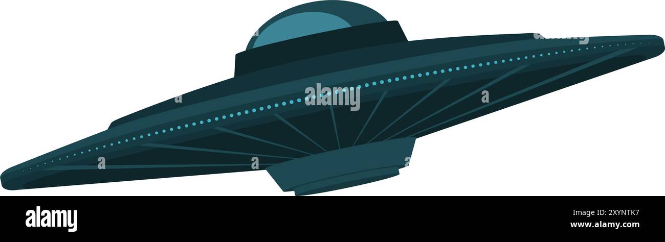 Fliegende außerirdische UFO, isoliert auf weißem Hintergrund Stock Vektor