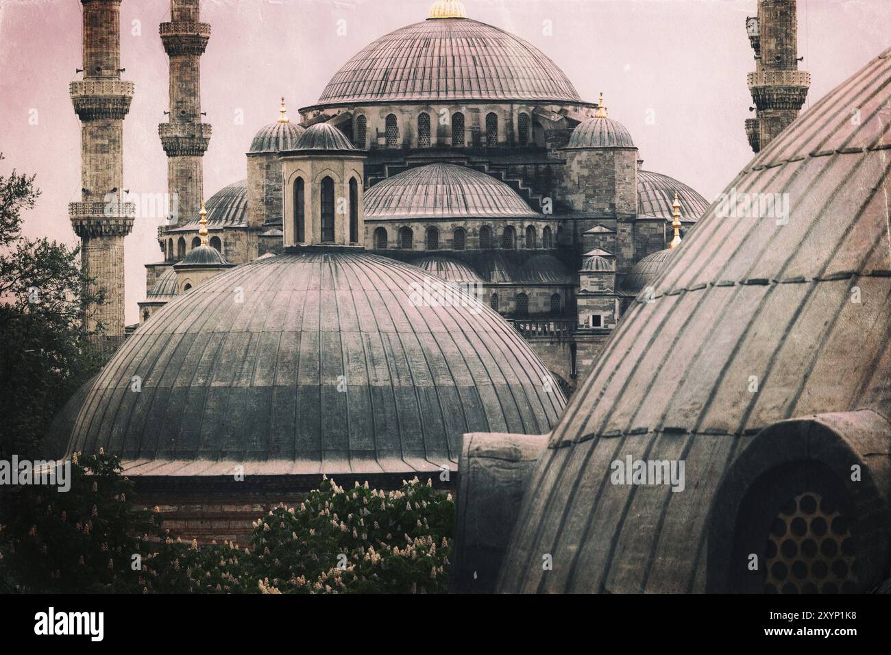 Vintage-Foto der Architektur der Sultanahmet Blauen Moschee, Istanbul, Türkei, Asien Stockfoto