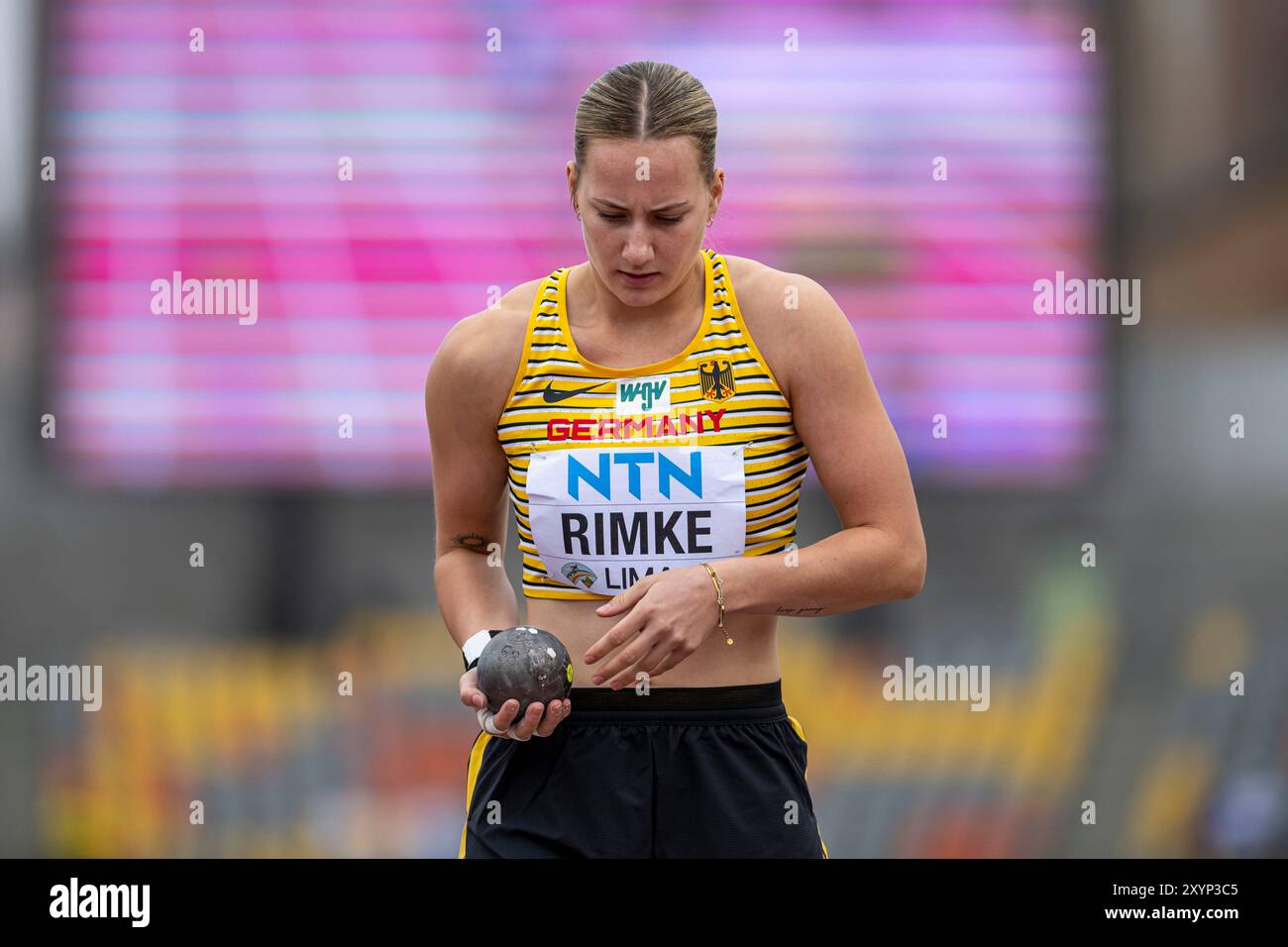 Chantal RIMKE (LC Jena), DEUTSCHLAND, Shot Put Frauen PER, Leichtathletik, Leichtathletik, Leichtathletik, Leichtathletik, Leichtathletik, U20 Leichtathletik Weltmeisterschaften Lima 24, U20 Leichtathletik Weltmeisterschaften, 30.08.2024, Foto: Eibner-Pressefoto/Jan Papenfuss Stockfoto