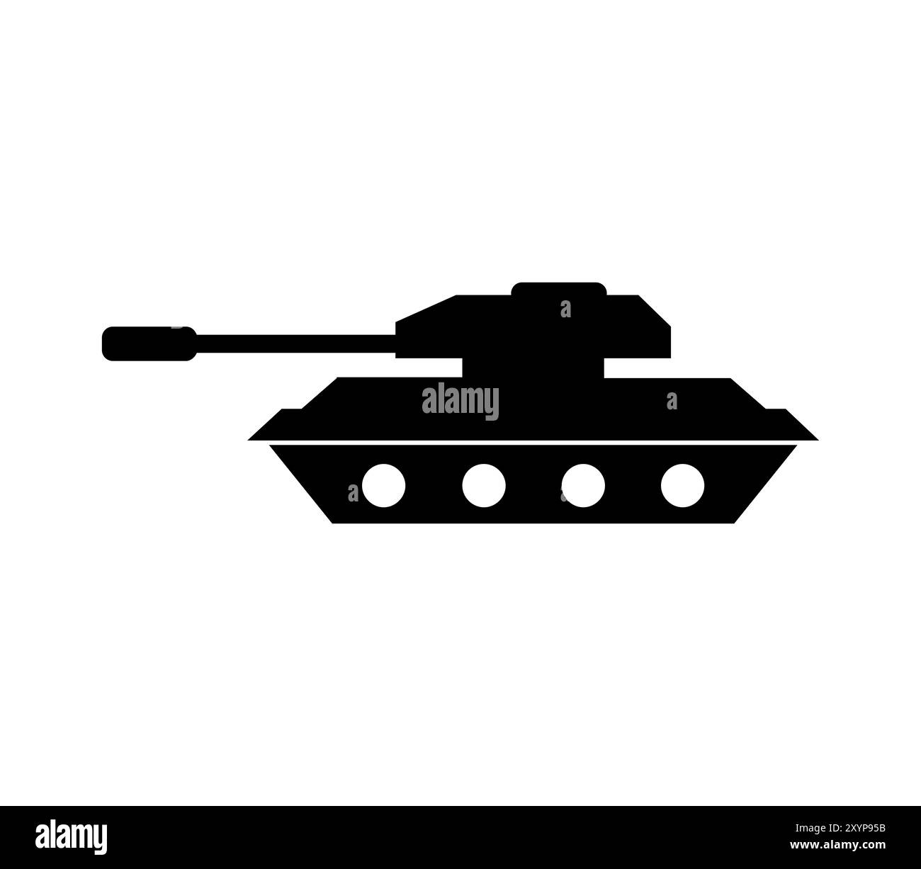 Tank-Symbol in Vektor auf weißem Hintergrund dargestellt Stockfoto