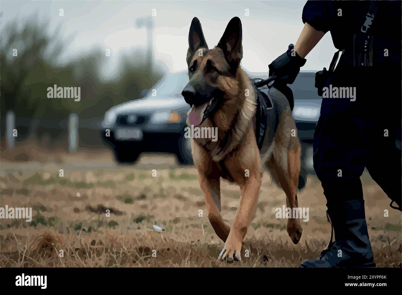 Hundeoffiziere, die etwas bewirken. Stock Vektor