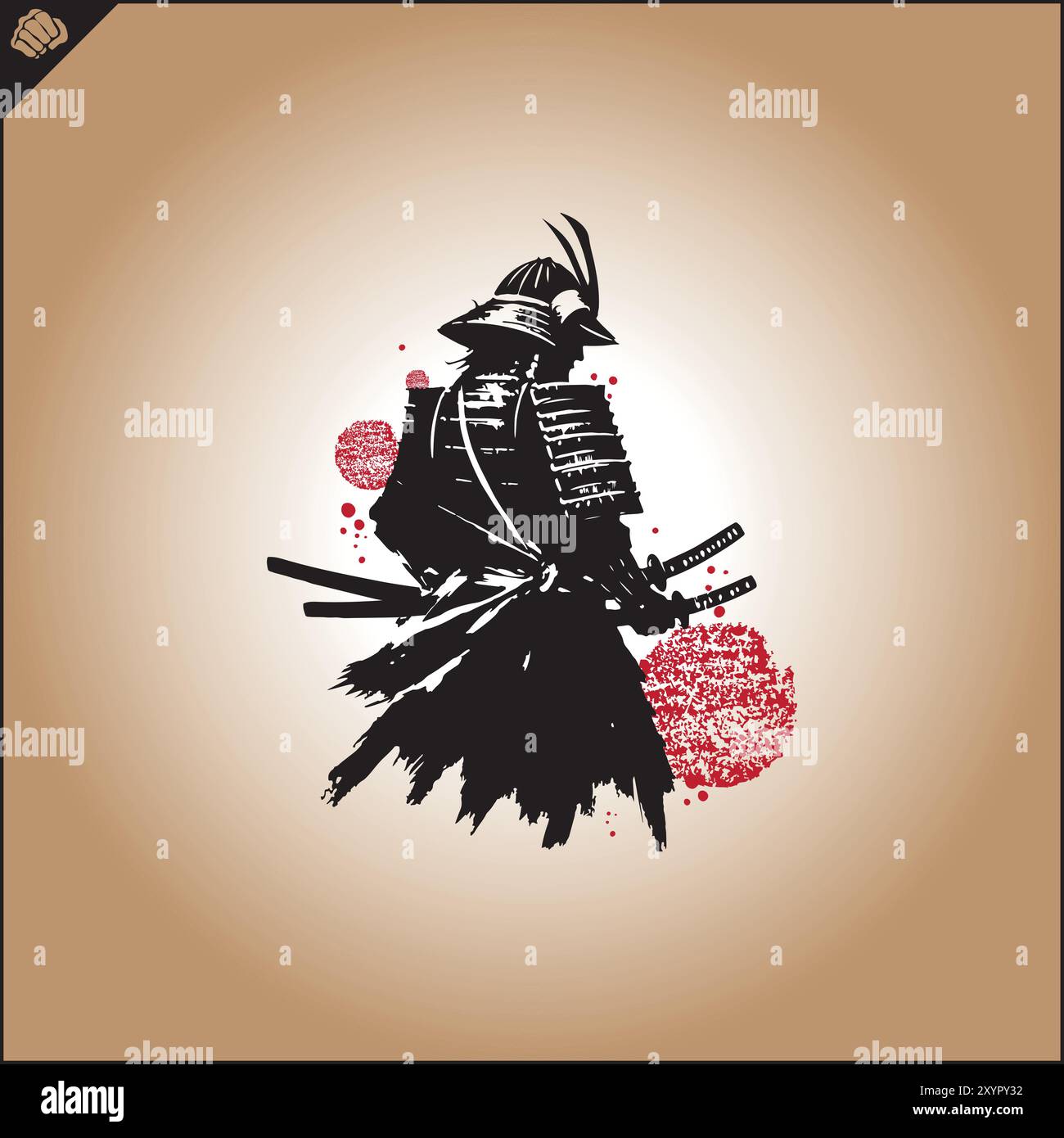 Samurai. Japan-Krieger mit Katana-Sward. Grafisches Logo. Vektor-EPS Stock Vektor
