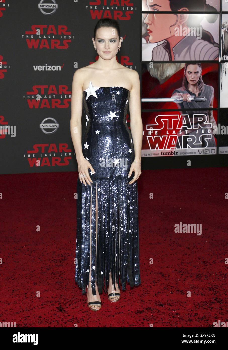 Daisy Ridley bei der Uraufführung von Star Wars: The Last Jedi am 9. Dezember 2017 im Shrine Auditorium in Los Angeles, USA Stockfoto