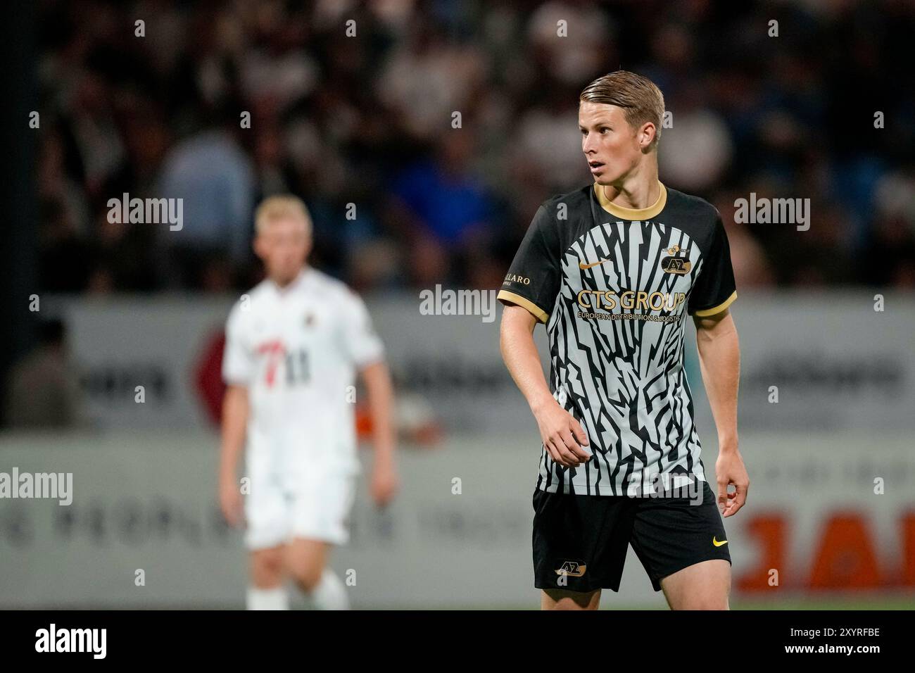 VELSEN - ZUID, NIEDERLANDE - AUGUST 30: Kasper Boogaard von Jong AZ sieht beim niederländischen Keuken Kampioen Divisie Spiel zwischen SC Telstar und Jong AZ im Stadion 711 am 30. August 2024 in Velsen - Zuid, Niederlande, an. (Foto: Jan Mulder/Orange Pictures) Stockfoto