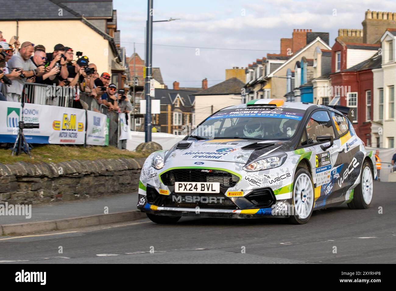 Aberystwyth, Dyfed, Großbritannien. 30. August 2024. 2024 FIA European Rally Championship Day 1; Fahrer William Creighton und Beifahrer Liam Regan in ihren Ford Fiesta Mk II Tackle Stage 1 und 2 der Rallye in Aberystwyth Credit: Action Plus Sports/Alamy Live News Stockfoto