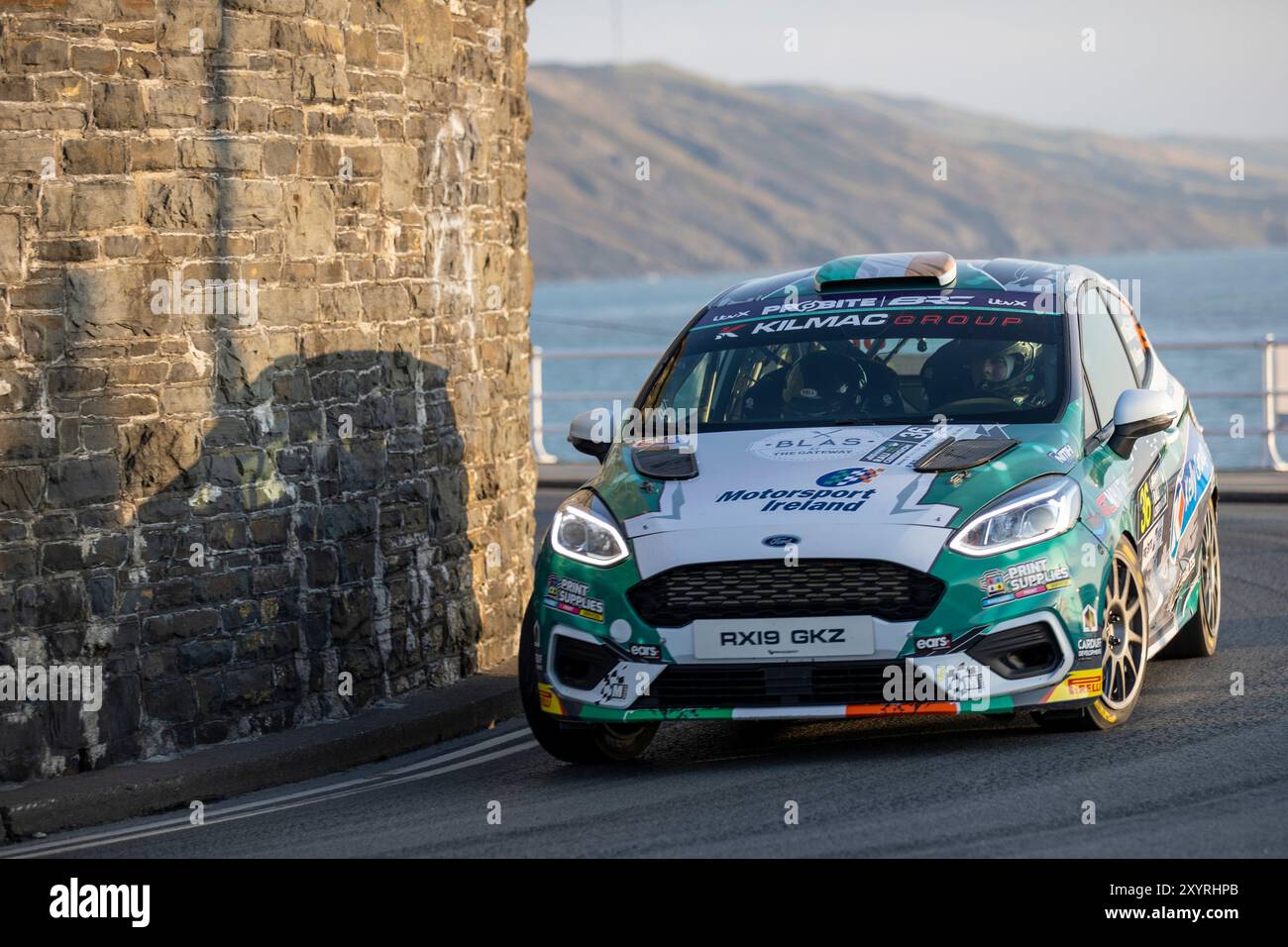 Aberystwyth, Dyfed, Großbritannien. 30. August 2024. 2024 FIA European Rally Championship Day 1; Fahrer Ryan McHugh und Beifahrer Arthur Kierans in ihren Ford Fiesta Rally4 Tackle Stage 1 und 2 der Rallye in Aberystwyth Credit: Action Plus Sports/Alamy Live News Stockfoto